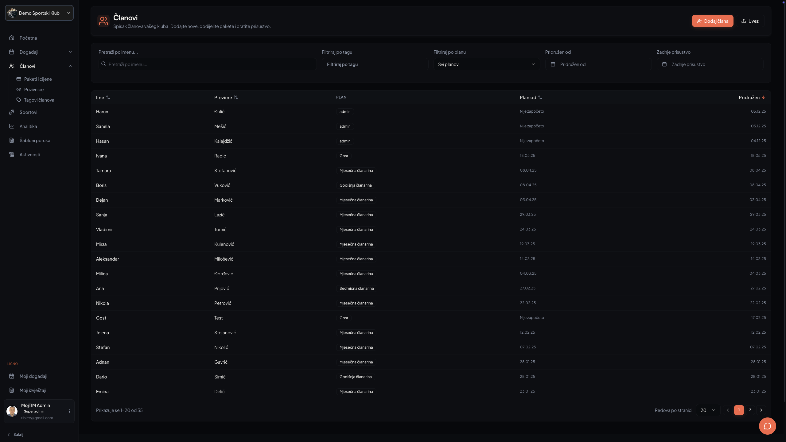 Upravljanje članovima